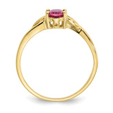 10k Polished Genuine Pink Tourmaline Birthstone Ring